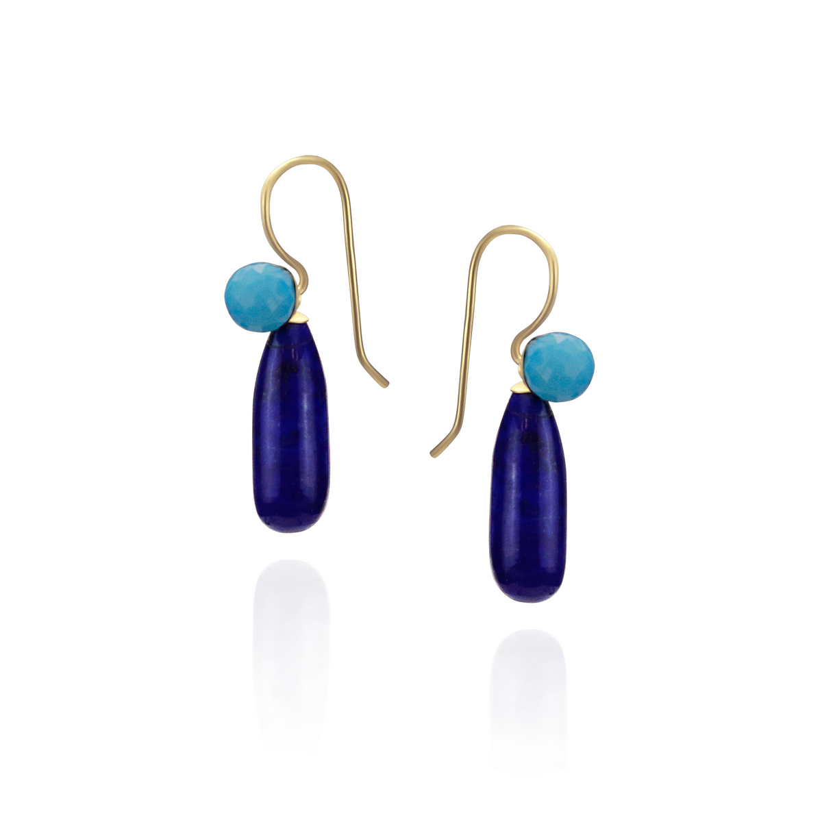 Contrasting Long Teardrop Gemstone Earrings