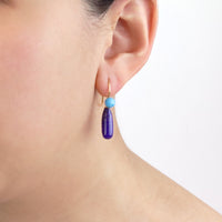 Contrasting Long Teardrop Gemstone Earrings