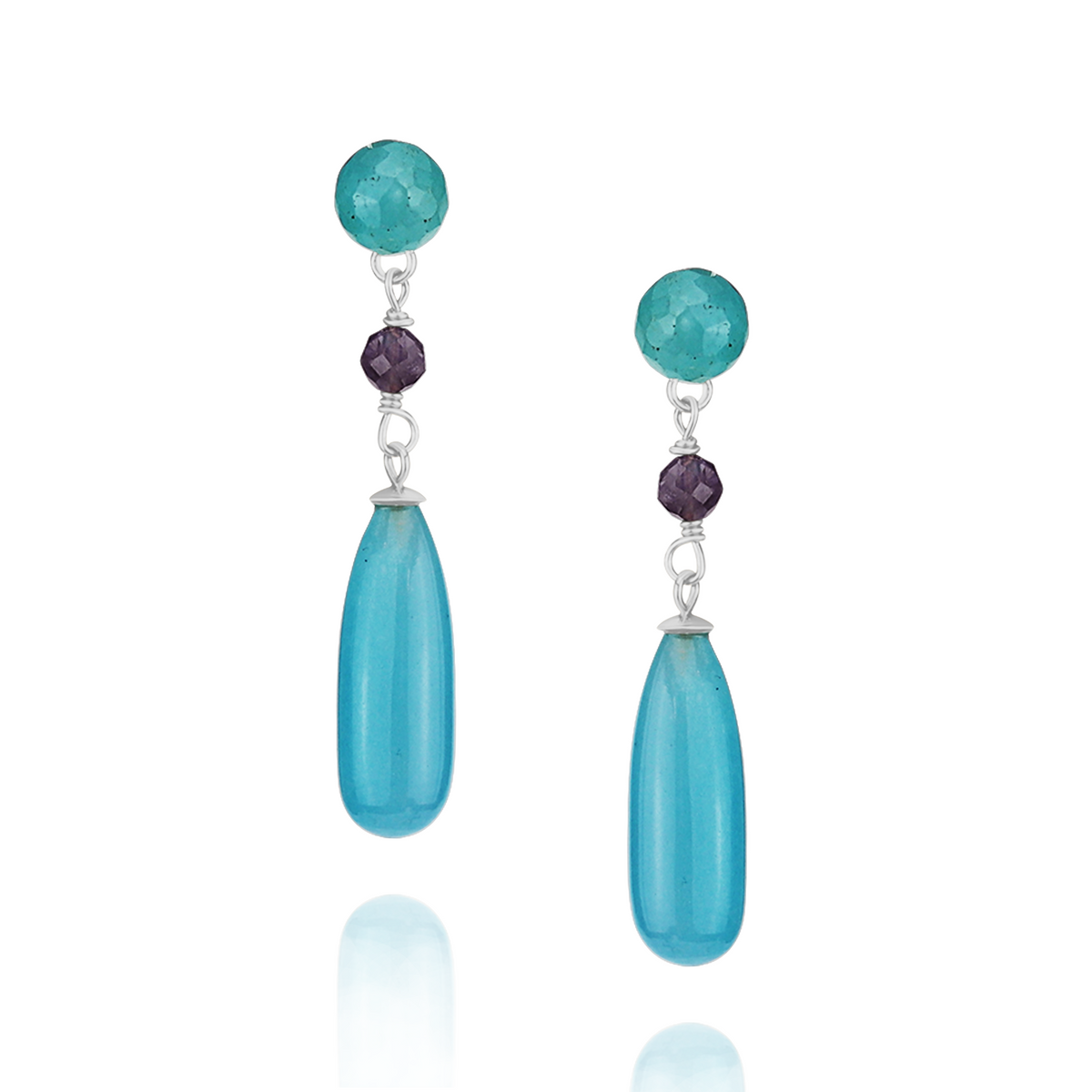 Stud & Long Teardrop Gemstone Earrings