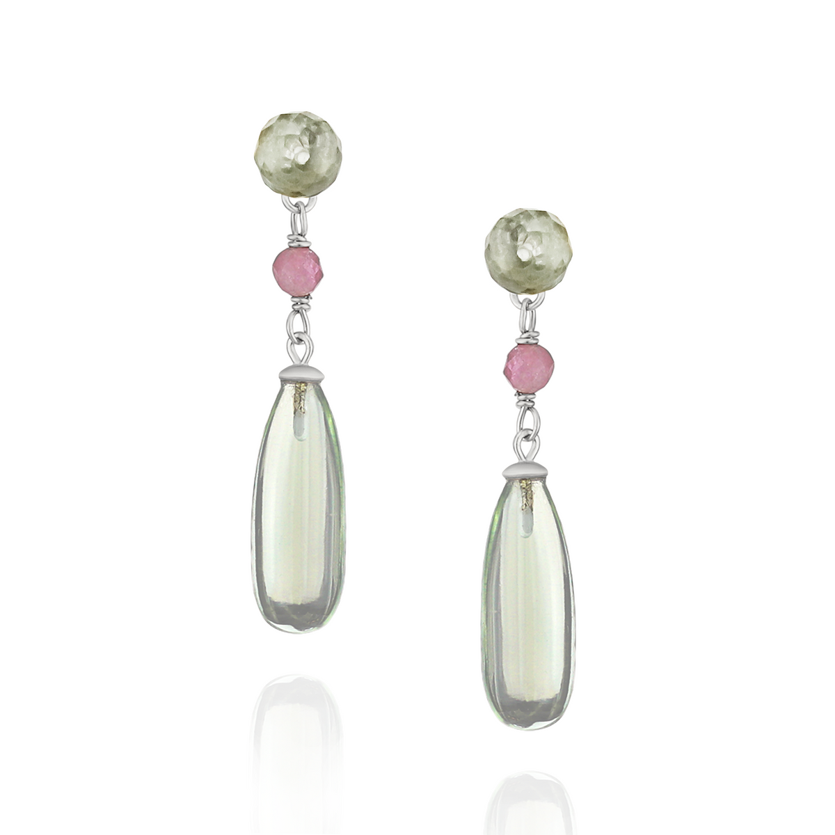Stud & Long Teardrop Gemstone Earrings