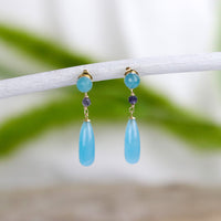 Stud & Long Teardrop Gemstone Earrings