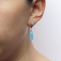 Stud & Long Teardrop Gemstone Earrings