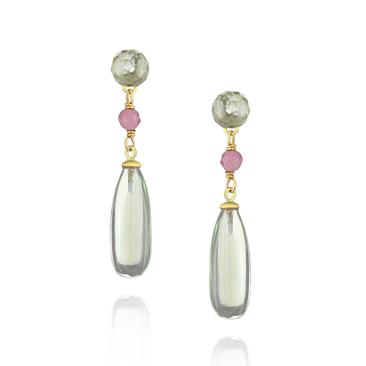 Stud & Long Teardrop Gemstone Earrings
