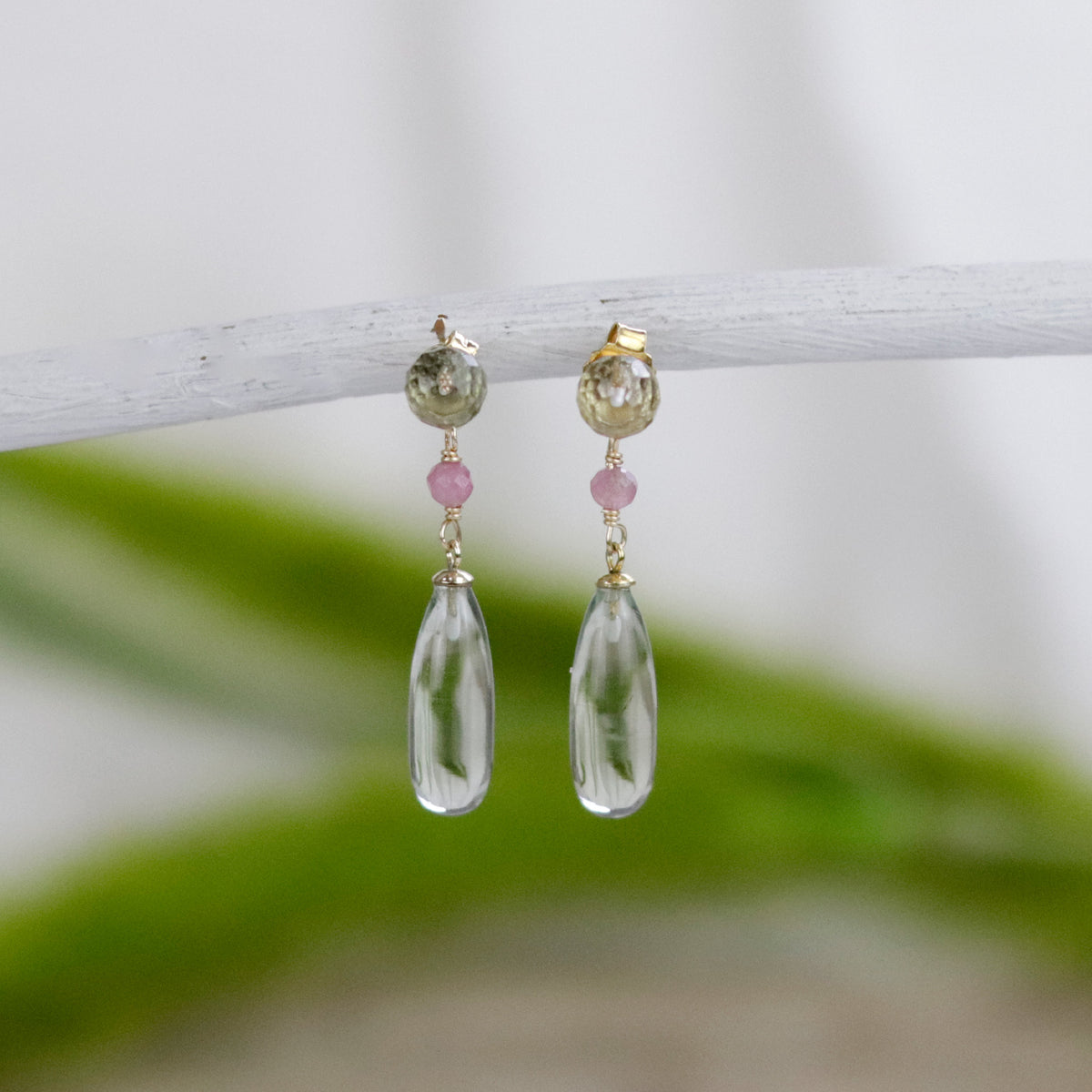 Stud & Long Teardrop Gemstone Earrings