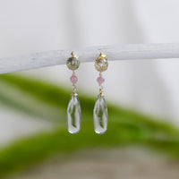 Stud & Long Teardrop Gemstone Earrings