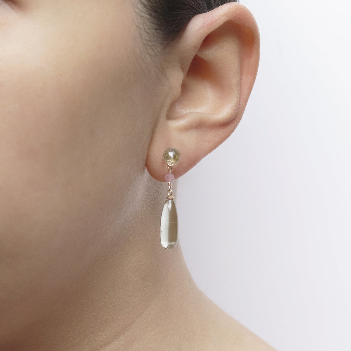Stud & Long Teardrop Gemstone Earrings