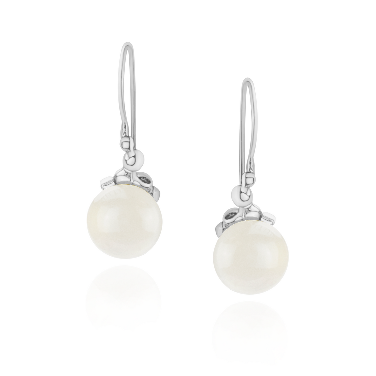 Smooth Gemstone & Granulated Textured Earrings