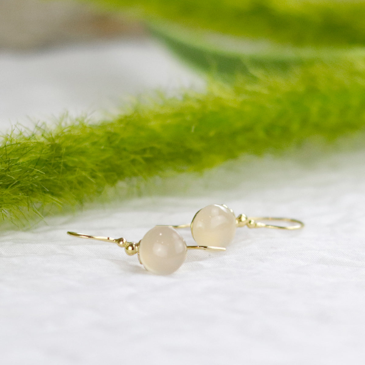 Smooth Gemstone & Granulated Textured Earrings