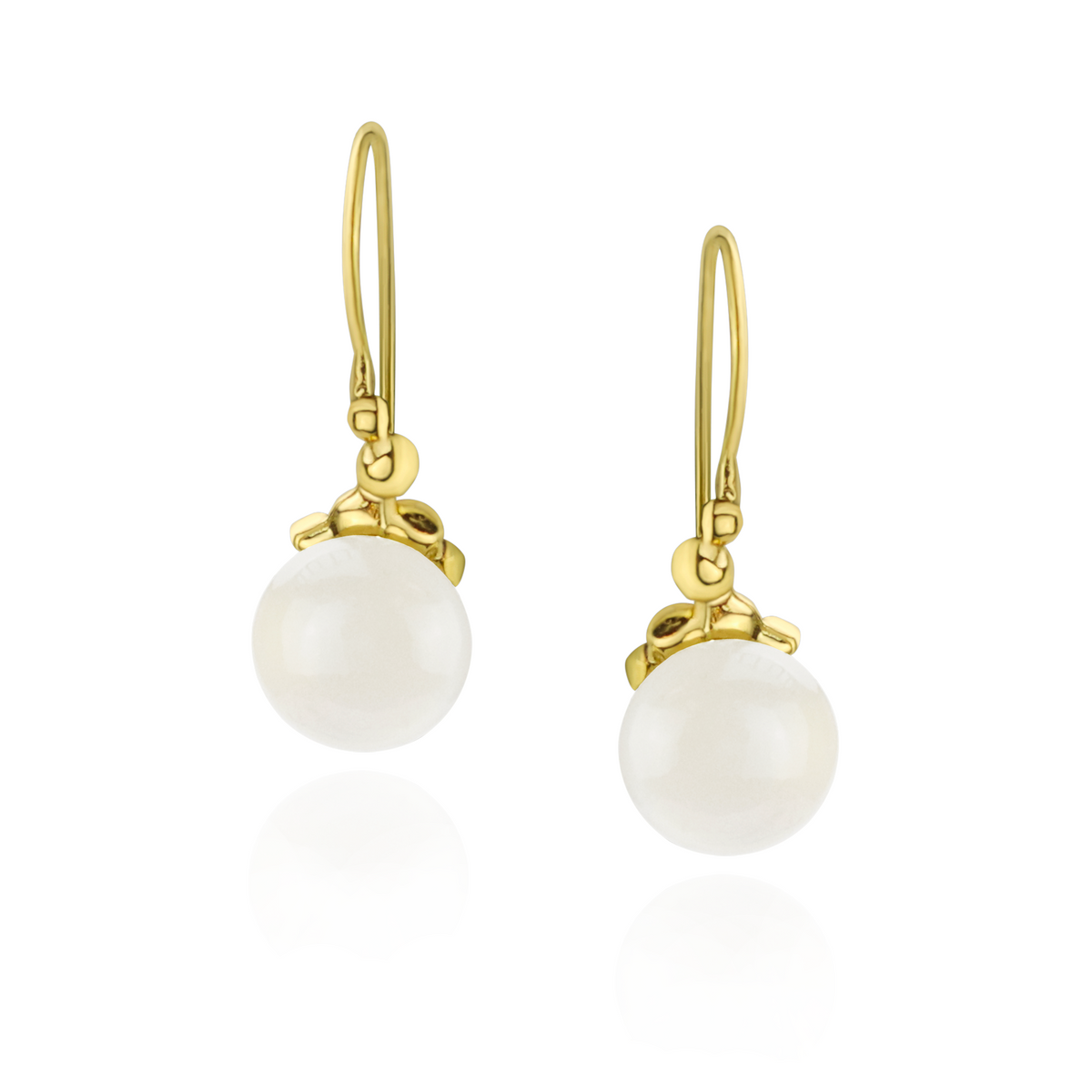 Smooth Gemstone & Granulated Textured Earrings