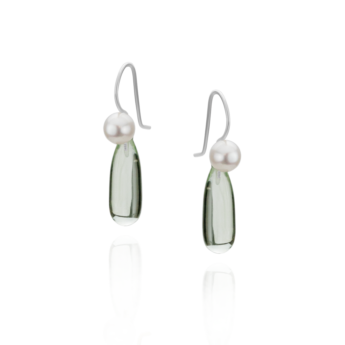 Pearl & Long Teardrop Gemstone Earrings