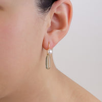 Pearl & Long Teardrop Gemstone Earrings