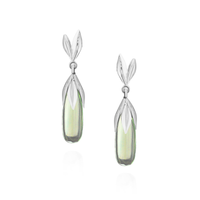 Long Teardrop Gemstone Leaf Earrings