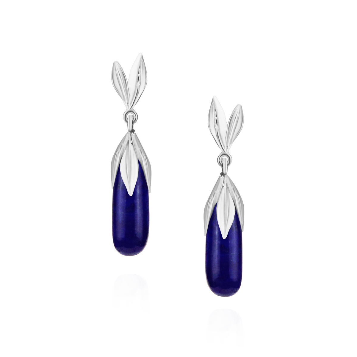 Long Teardrop Gemstone Leaf Earrings