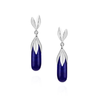 Long Teardrop Gemstone Leaf Earrings