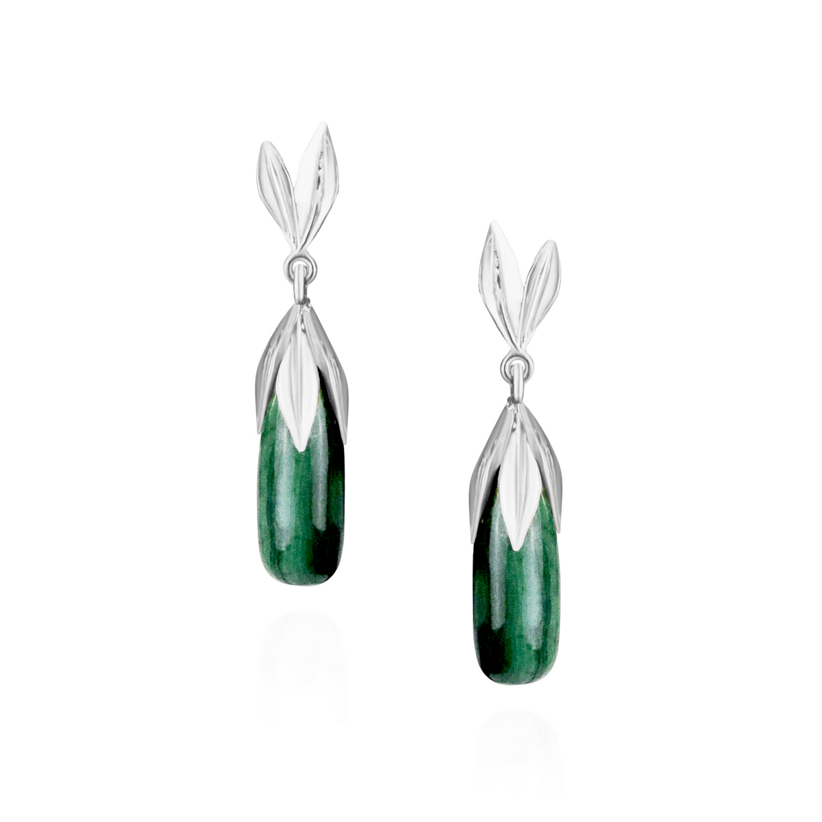Long Teardrop Gemstone Leaf Earrings