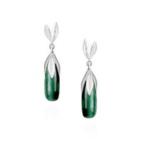 Long Teardrop Gemstone Leaf Earrings