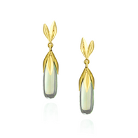 Long Teardrop Gemstone Leaf Earrings