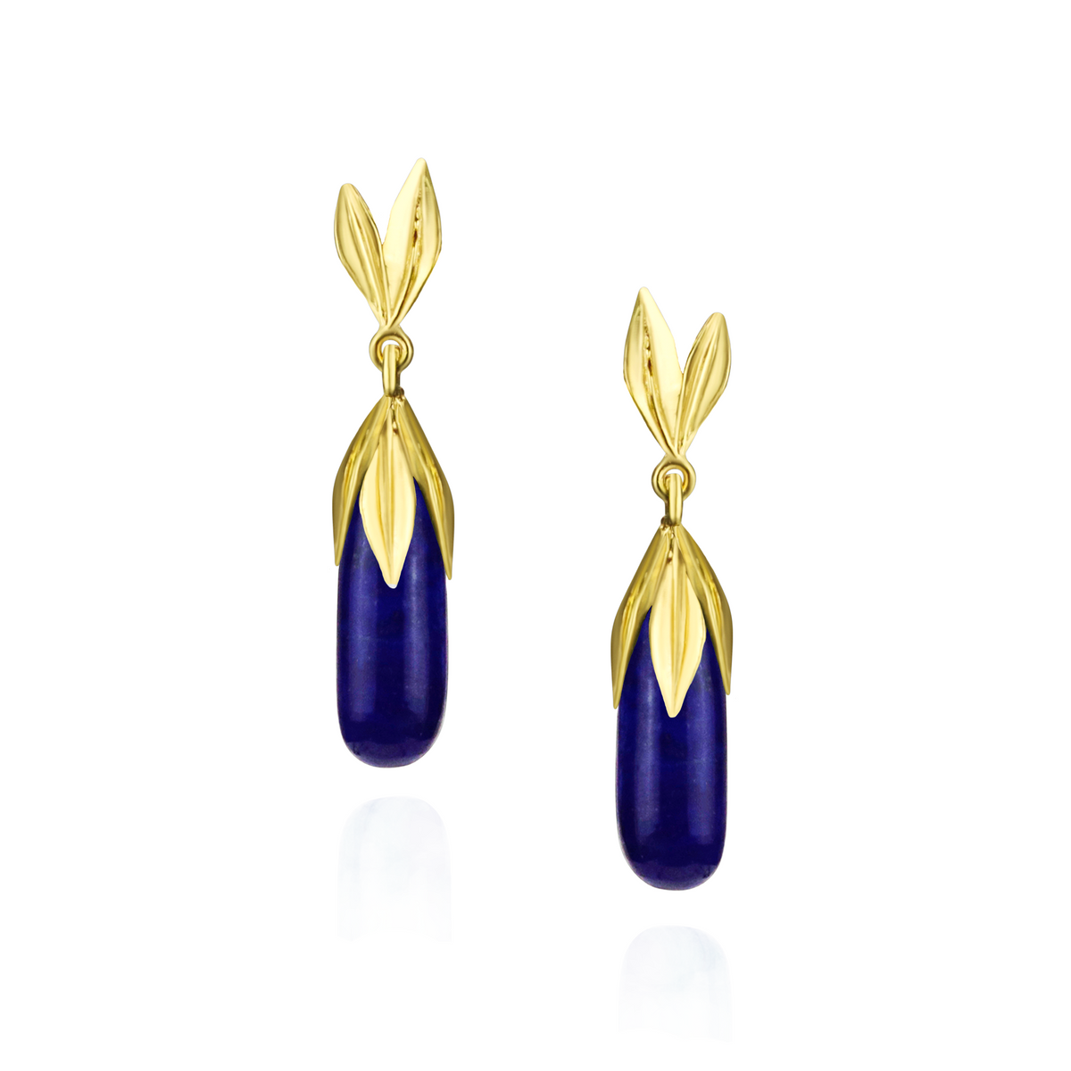 Long Teardrop Gemstone Leaf Earrings