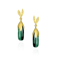 Long Teardrop Gemstone Leaf Earrings