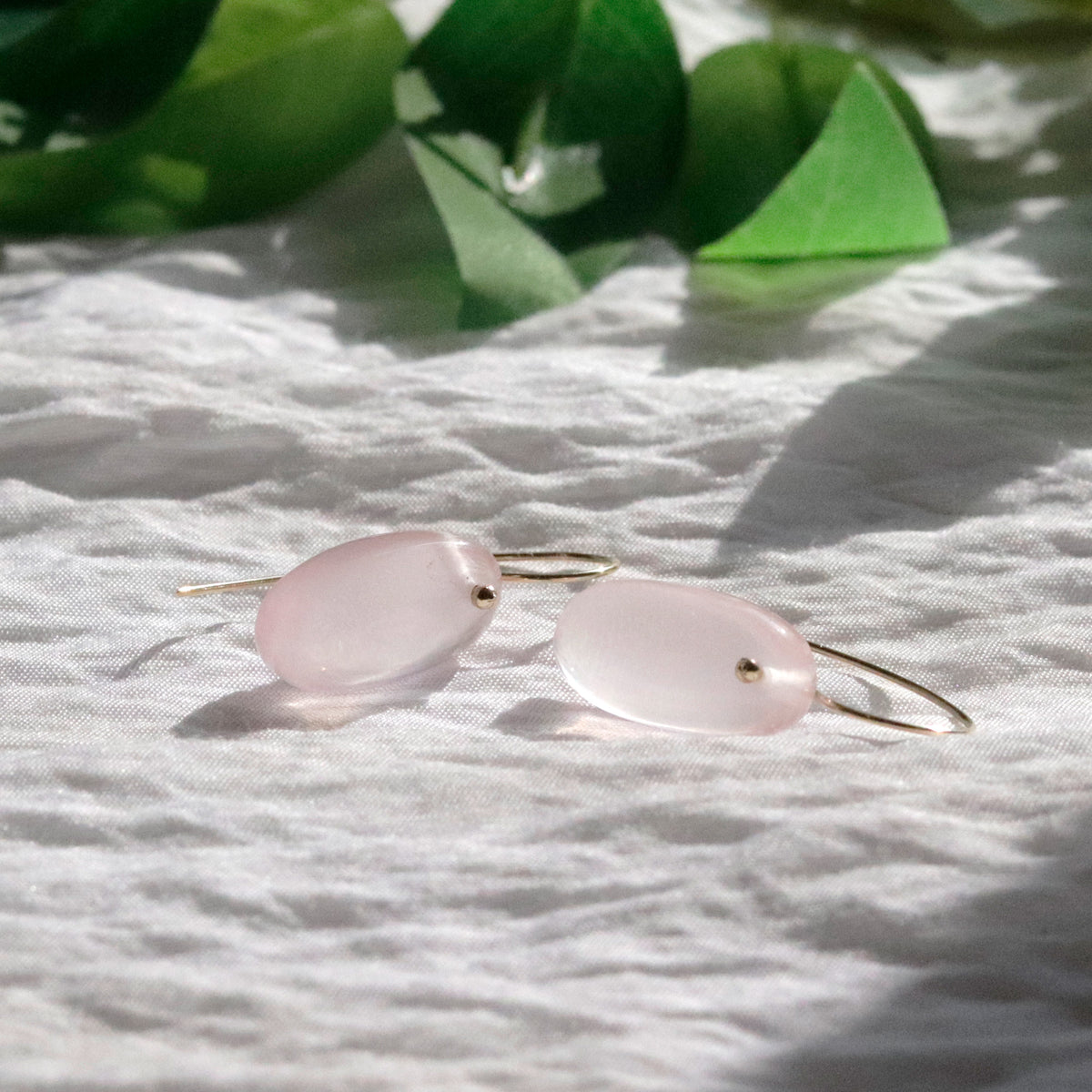 Smooth Flat Oval Gemstone Earrings