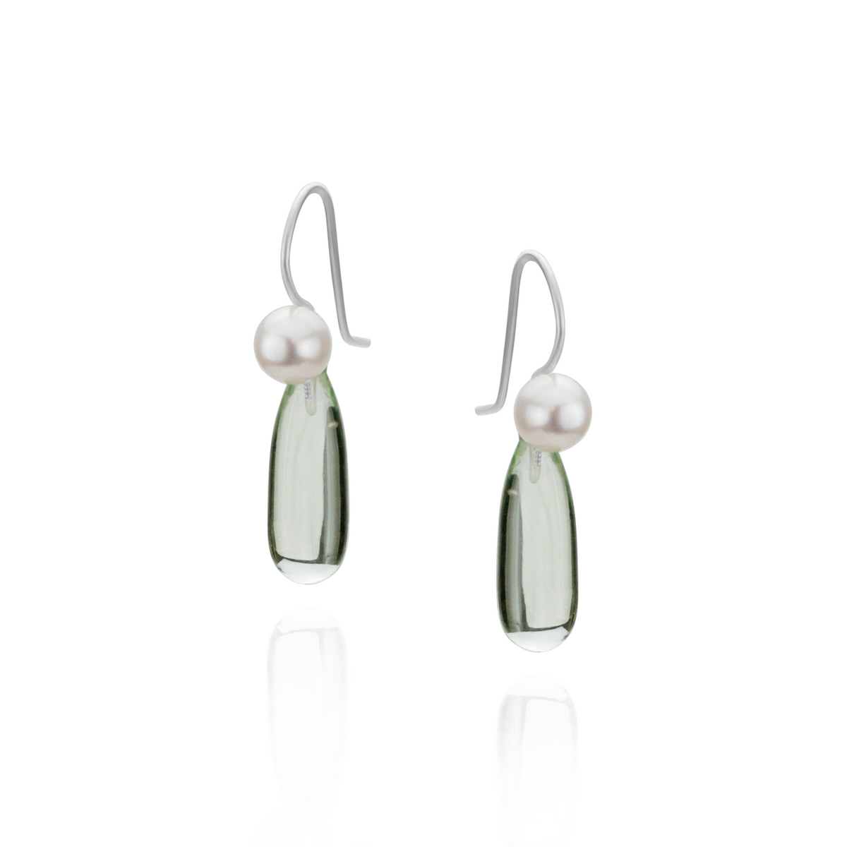 Pearl & Long Teardrop Gemstone Earrings