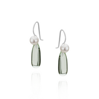 Pearl & Long Teardrop Gemstone Earrings
