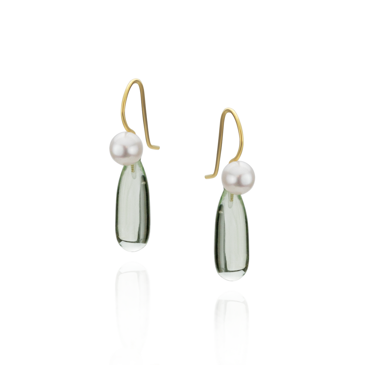 Pearl & Long Teardrop Gemstone Earrings