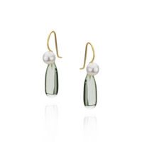 Pearl & Long Teardrop Gemstone Earrings