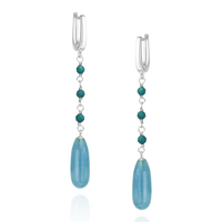 Hinged Back Long Teardrop Gemstone Earrings