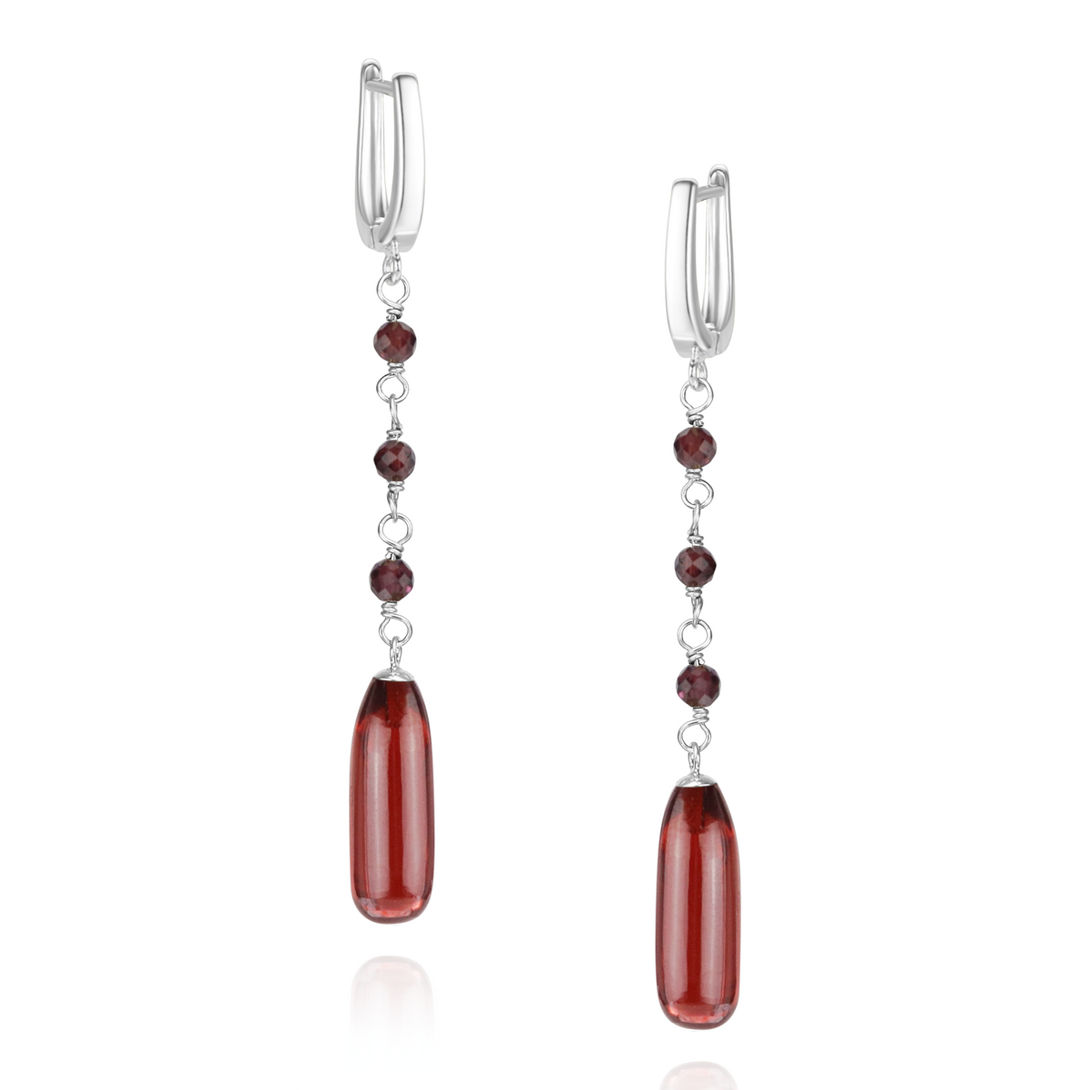 Hinged Back Long Teardrop Gemstone Earrings