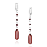 Hinged Back Long Teardrop Gemstone Earrings