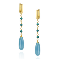Hinged Back Long Teardrop Gemstone Earrings