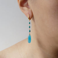 Hinged Back Long Teardrop Gemstone Earrings