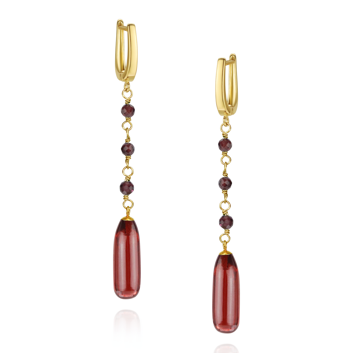 Hinged Back Long Teardrop Gemstone Earrings