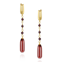 Hinged Back Long Teardrop Gemstone Earrings