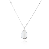 Smooth Rock Crystal Pendant with Satellite Chain