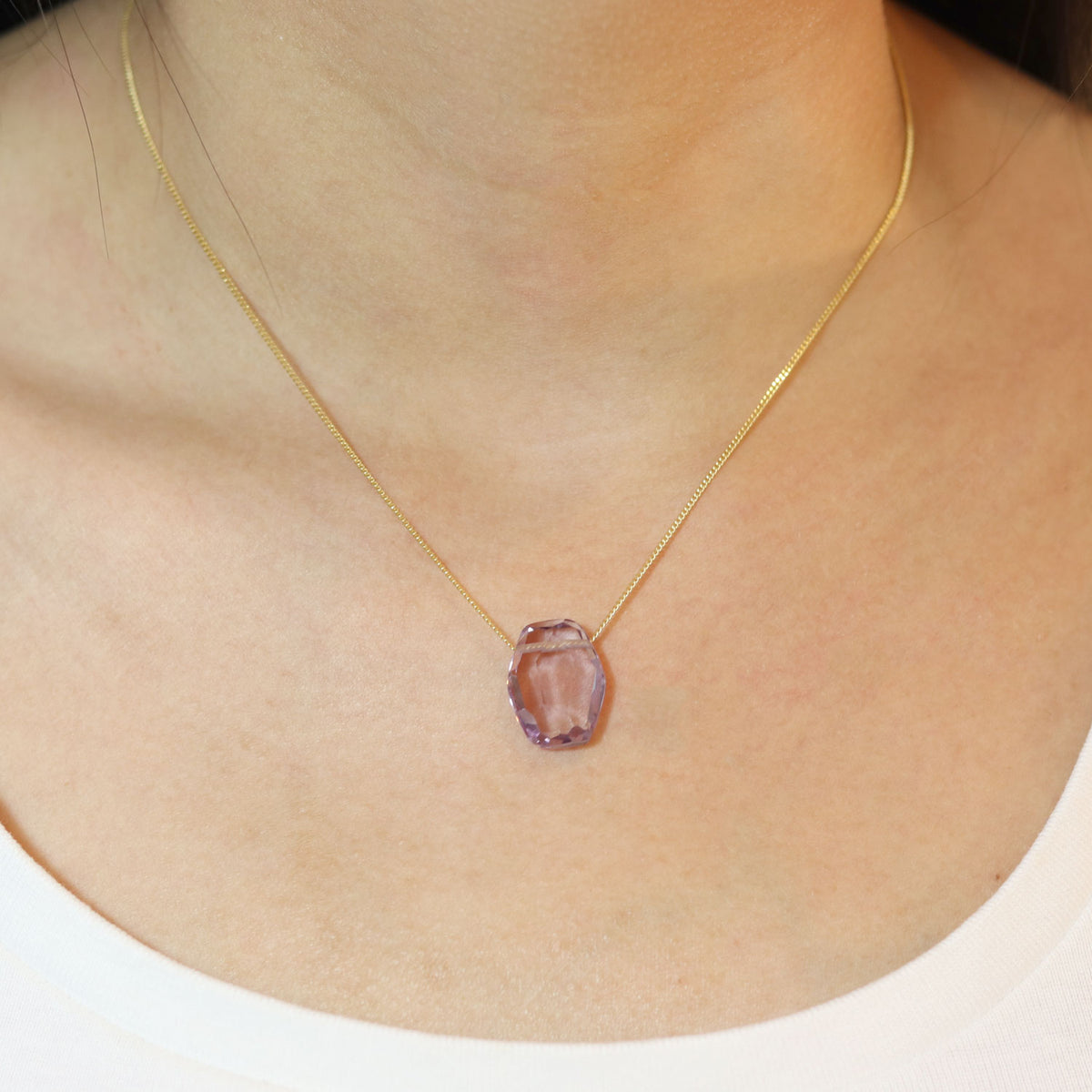 Modern Geometric Shaped Faceted Gemstone Pendant