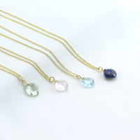 Petite Cushion Cut Gemstone Pendant Necklace