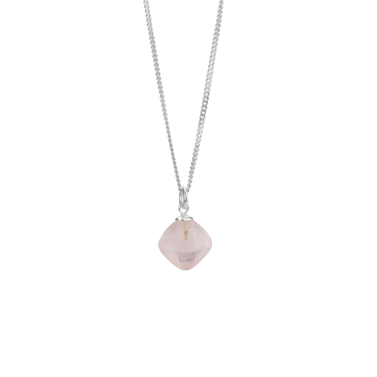 Petite Cushion Cut Gemstone Pendant Necklace