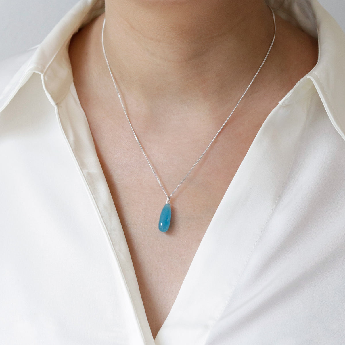 Long Teardrop Gemstone Pendant