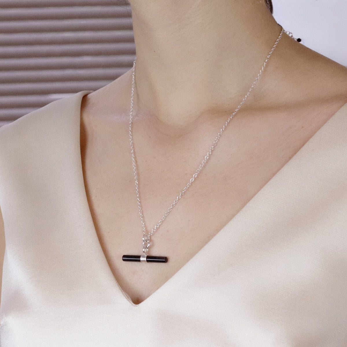 Large Gemstone T-Bar Pendant