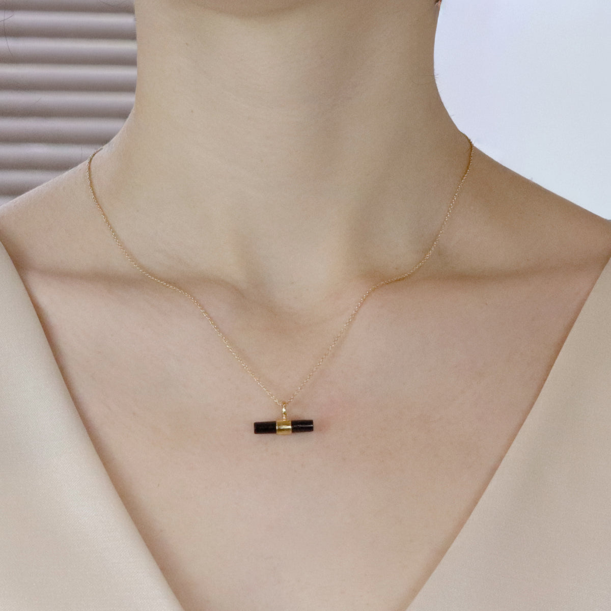 Small Gemstone T-Bar Pendant