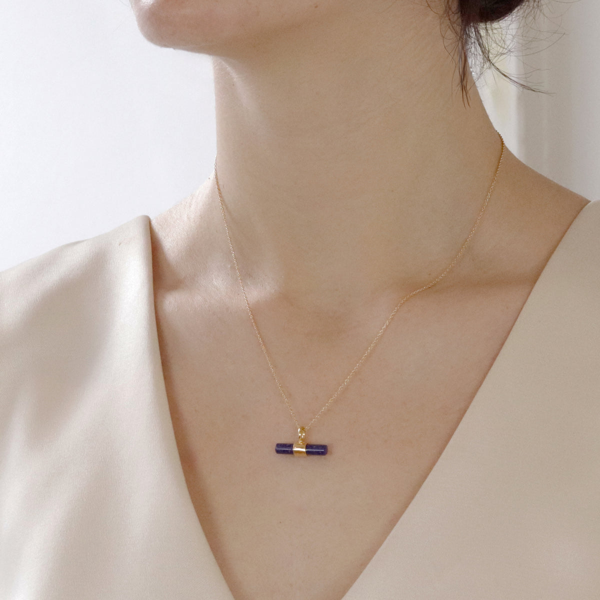 Small Gemstone T-Bar Pendant