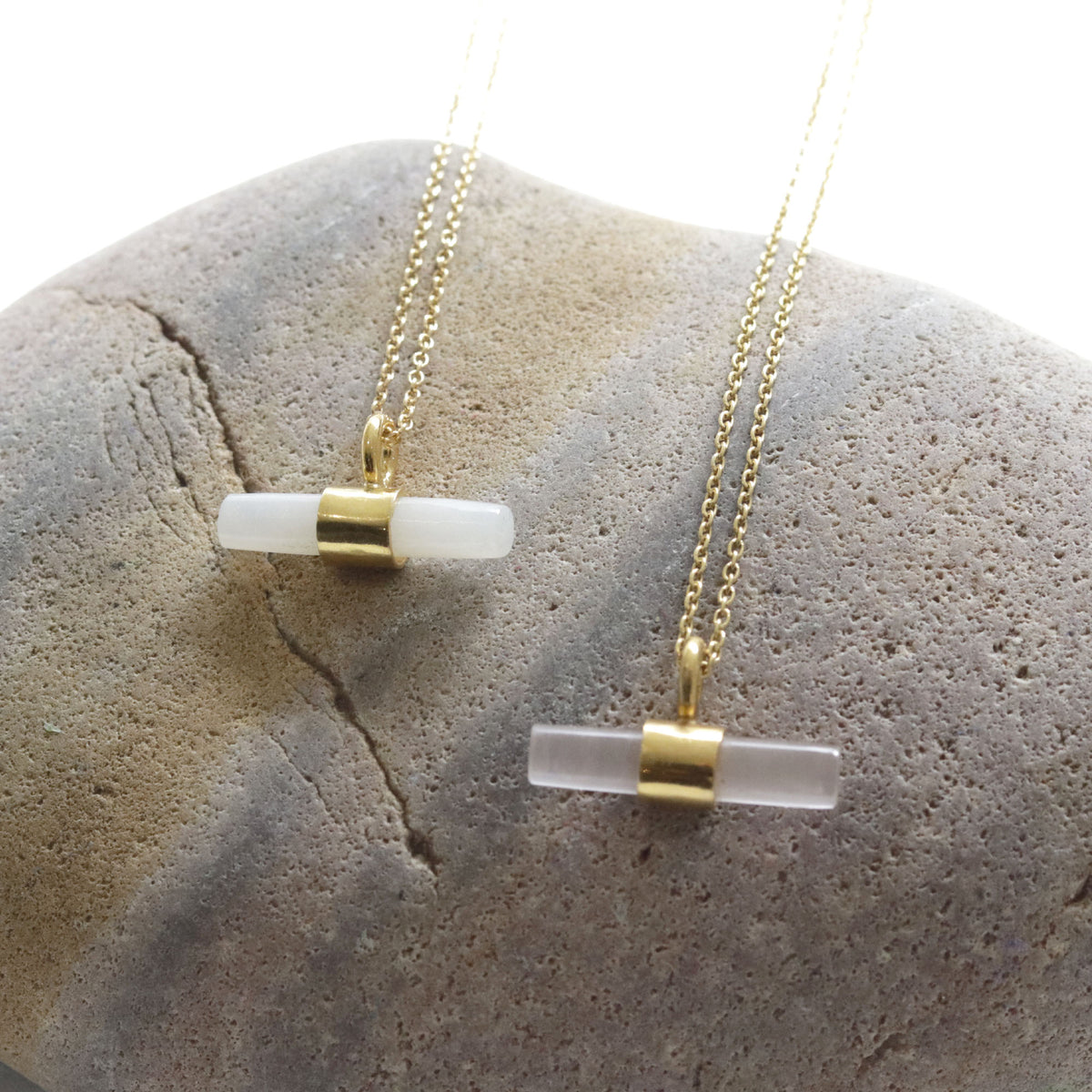 Small Gemstone T-Bar Pendant