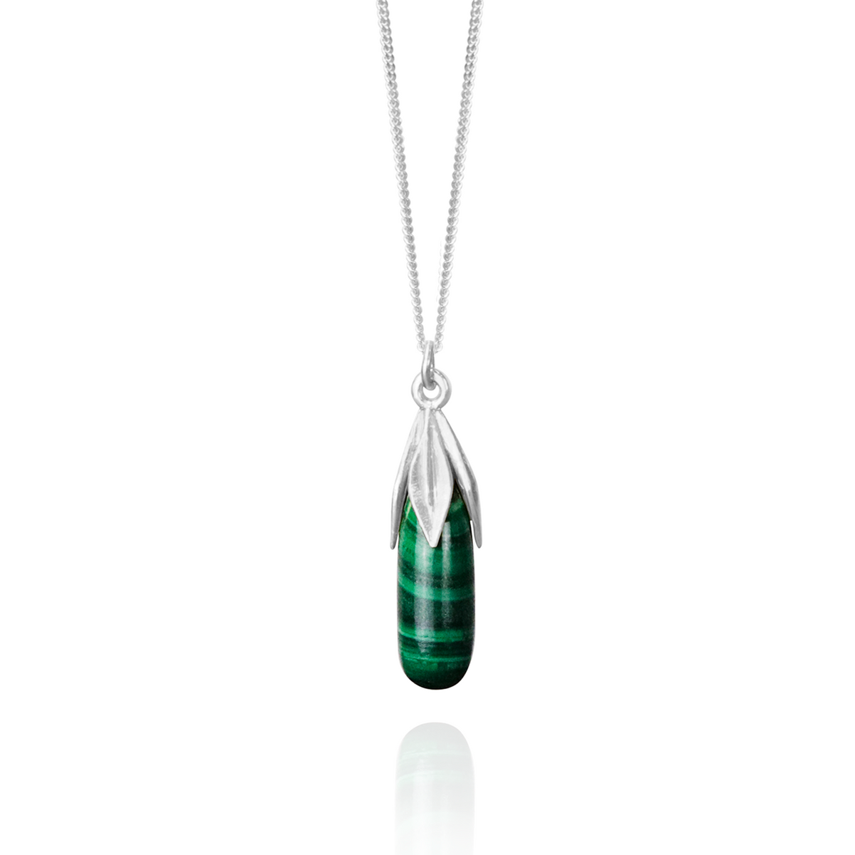 Long Teardrop Gemstone Leaf Pendant