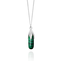 Long Teardrop Gemstone Leaf Pendant