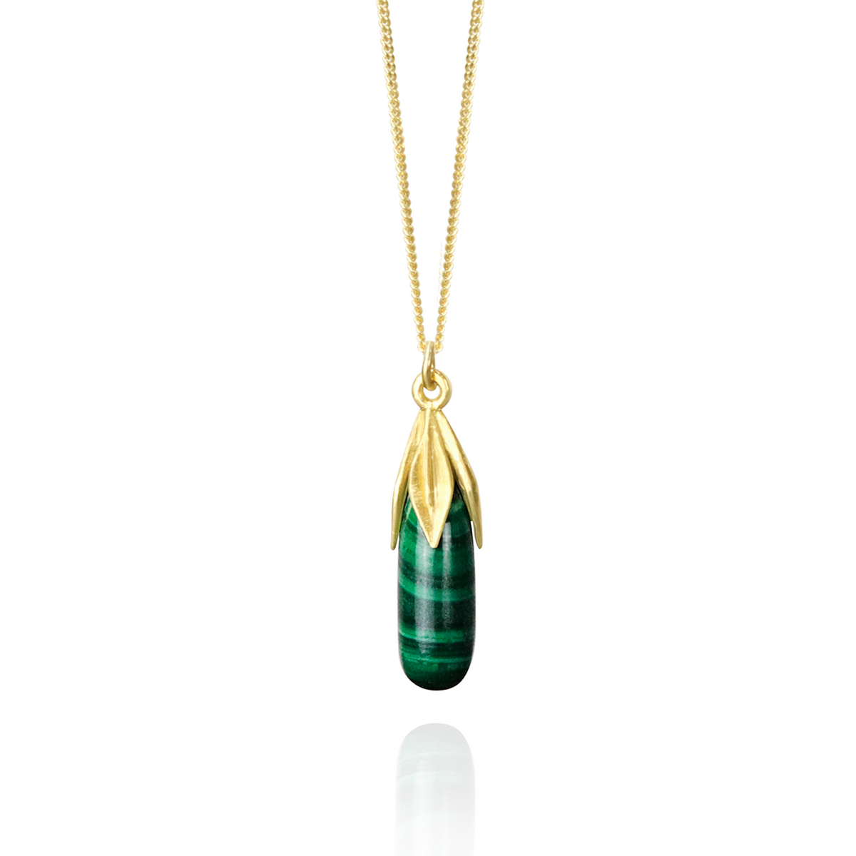 Long Teardrop Gemstone Leaf Pendant