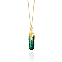 Long Teardrop Gemstone Leaf Pendant
