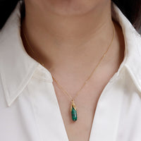 Long Teardrop Gemstone Leaf Pendant
