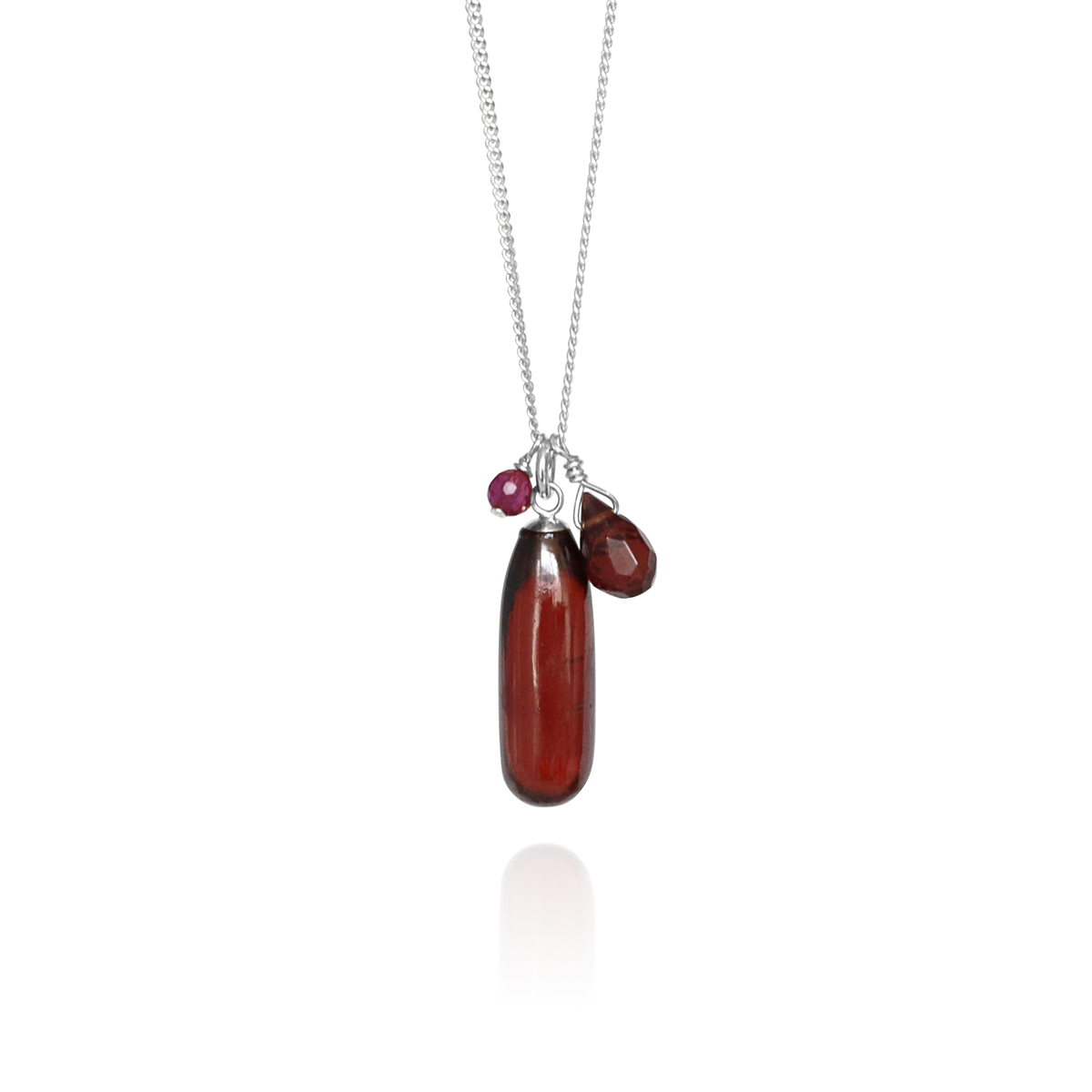 Long Teardrop Gemstone Cluster Pendant